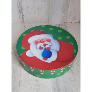 Santa Claus circle cardboard gift box candy cane‎ polka dot